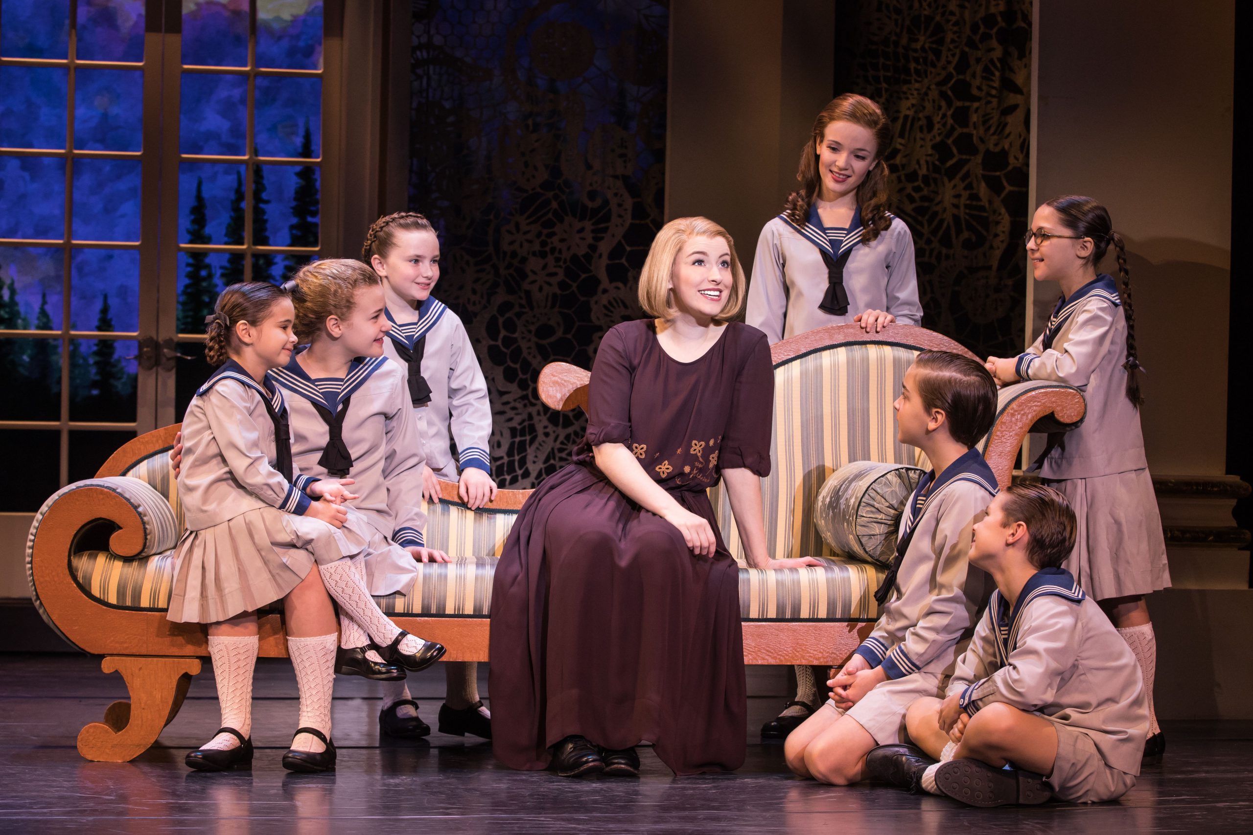 Jill-Christine Wiley as Maria with the Von Trapp Children; Photo Credit: Matthew Murphy